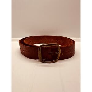 American Eagle Outfitters Distressed Leather? Brown Belt w/Design 45" Long *READ